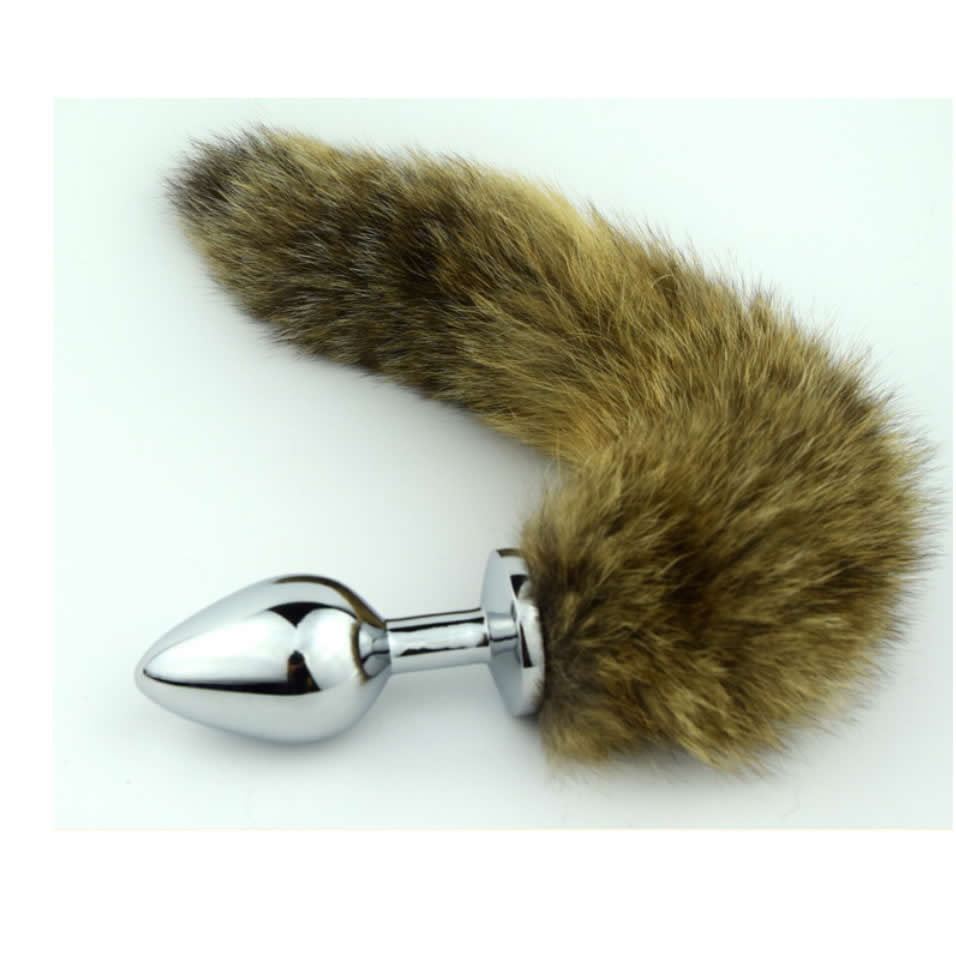 Metal Anal Plug with Fox Fur Tail Anus Toys Butt Plugs